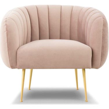 Metro Channeled Accent Chair In Brass Legs And Rosa Pink Upholstery