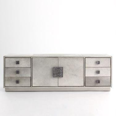 Metro Long Cabinet In Grey Hair On Hide