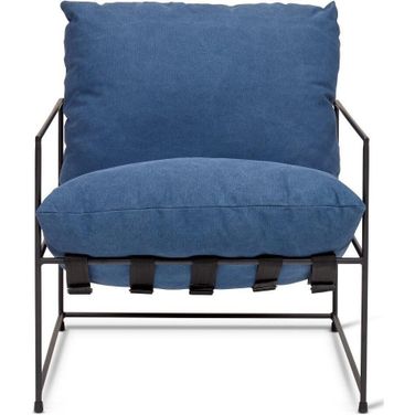 Metro Trent Accent Chair In Washed Navy Upholstery