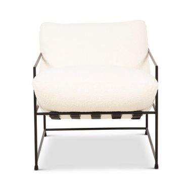 Metro Trent Accent Chair In White Boucle Upholstery