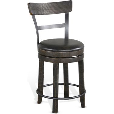 Homestead Counter Bartool with Back and Swivel Cushion Seat Set of 2 In Tobacco
