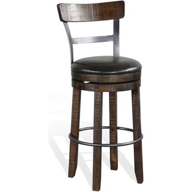 Homestead Barstool with Back with Swivel Cushion Seat Set of 2 In Tobacco