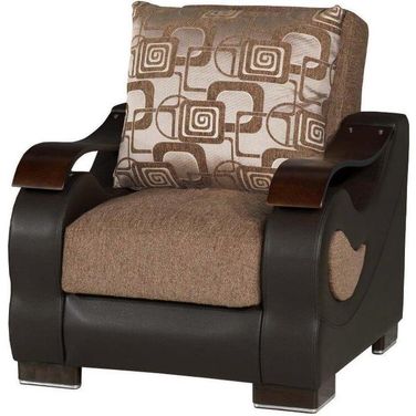 Metroplex Upholstered Convertible Armchair with Storage In Brown