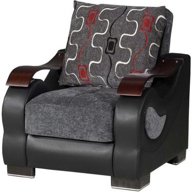 Metroplex Upholstered Convertible Armchair with Storage In Gray