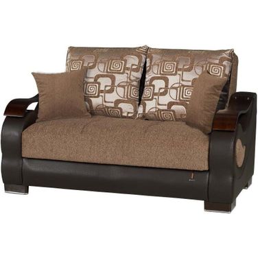 Metroplex Upholstered Convertible Loveseat with Storage In Brown