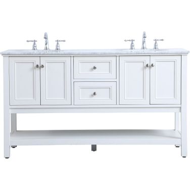Metropolis 60 Inch Double Sink Bathroom Vanity Set In White