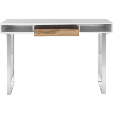 Metropolitan Natural, White and Chrome Computer Desk