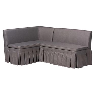 Meyer Fabric Upholstered Dining Nook Bench Set of 2 In Grey and Black