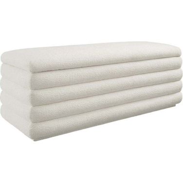 Mezzo Boucle Upholstered Storage Bench In Cloud