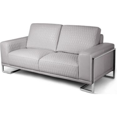 Mia Bella Gianna Loveseat In Light Gray And Steel