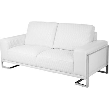 Mia Bella Gianna Loveseat In White And Steel