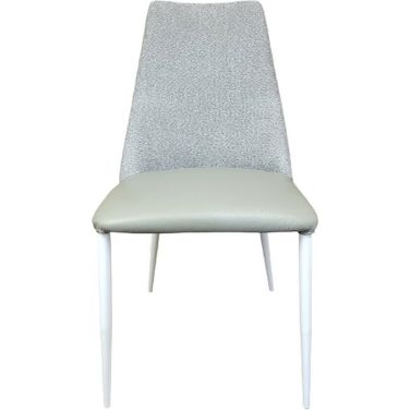 Mia Leather and Cotton Dining Chair In Gray