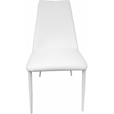 Mia Leather and Cotton Dining Chair In White