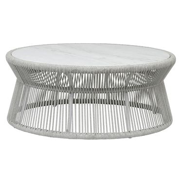 Miami Coffee Table with Honed Cararra Marble Top in Silver Frost