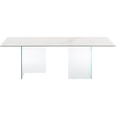 Miami Marbled Porcelain Top Dining Table with Clear Base In White