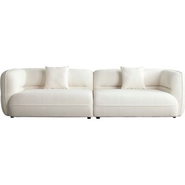 Micah 2PC Sofa In Elite Ivory Polyester Fabric