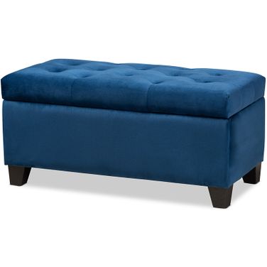Michaela Modern And Contemporary Navy Blue Velvet Fabric Upholstered Storage Ottoman
