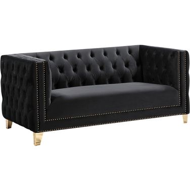 Michelle Velvet Loveseat In Black