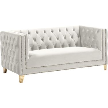 Michelle Velvet Loveseat In Cream