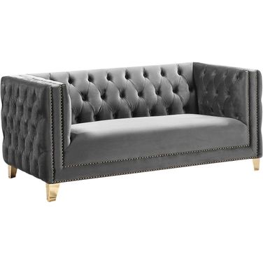 Michelle Velvet Loveseat In Grey