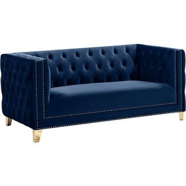 Michelle Velvet Loveseat In Navy