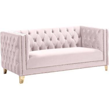 Michelle Velvet Loveseat In Pink