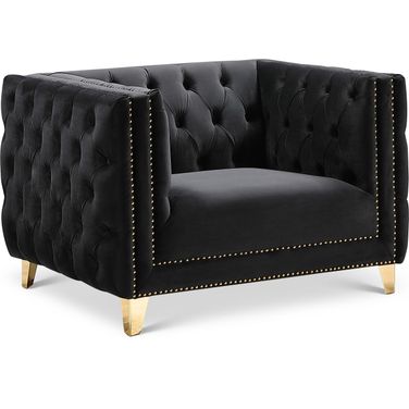 Michelle Velvet Chair In Black