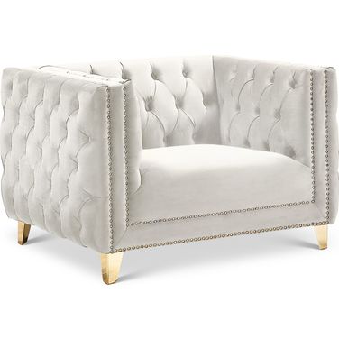 Michelle Velvet Chair In Cream