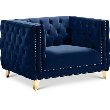 Michelle Velvet Chair In Navy