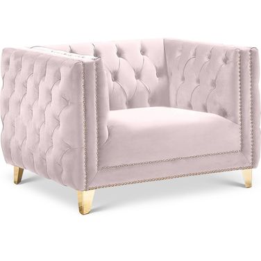 Michelle Velvet Chair In Pink