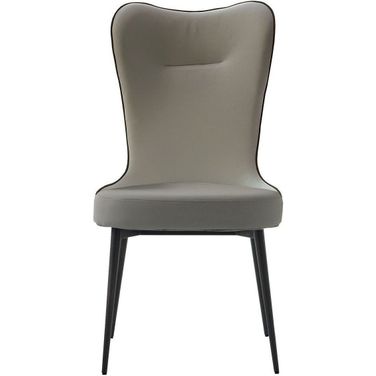 Mickey Pearl Grey Leather Dining Chair Set Of 2