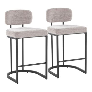 Mid back Demi 26 Inch Fixed Height Counter Stool Set of 2 In Light Grey and Black