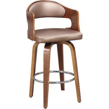 Mid-Century 27 Inch Counter Seat Height Swivel Barstool In Rose Gold