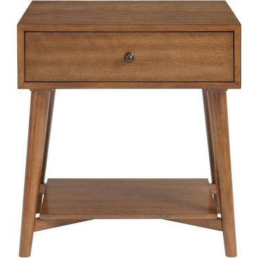 Mid Century Modern 22 Inch 1 Drawer Cinnamon End Table