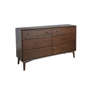 Mid-Century Modern 6 Drawer Dresser In Walnut