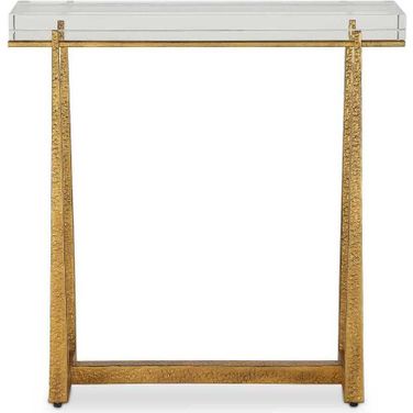 Midas Thick Crystal Accent Table In Brass