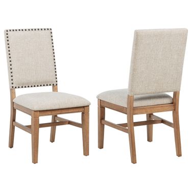 Middleton Upholstered Dining Side Chair Set of 2 In Light Brown and Natural