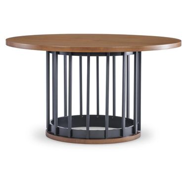 Midland Round Dining Table In Warm Amber and Emma Natural