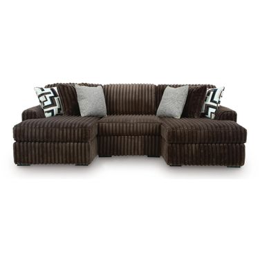 Midnight-Madness 3-Piece Double Chaise Sectional In Chocolate