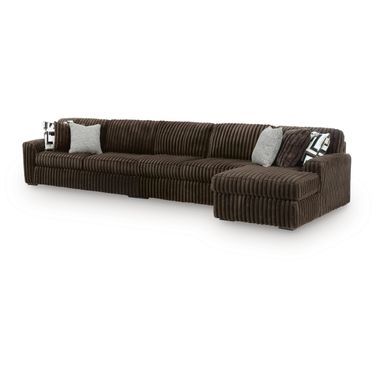 Midnight-Madness 3-Piece Sectional with Chaise In Chocolate