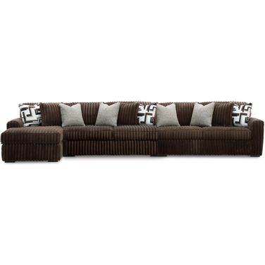 Midnight-Madness 3-Piece Sectional With Chaise In Chocolate