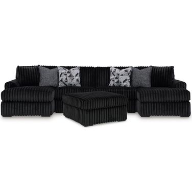 Midnight-Madness 3 Piece Sectional with Ottoman In Onyx