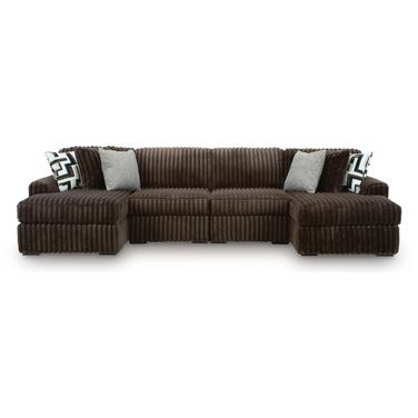 Midnight-Madness 4-Piece Double Chaise Sectional In Chocolate