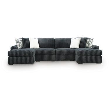 Midnight-Madness 4-Piece Double Chaise Sectional In Gunmetal