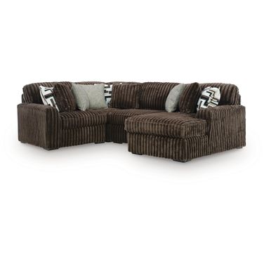 Midnight-Madness 4-Piece Sectional with RAF Chaise In Chocolate