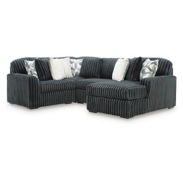 Midnight-Madness 4-Piece Sectional with RAF Chaise In Gunmetal