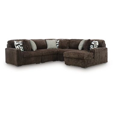 Midnight-Madness 5-Piece RAF Sectional with Chaise In Chocolate