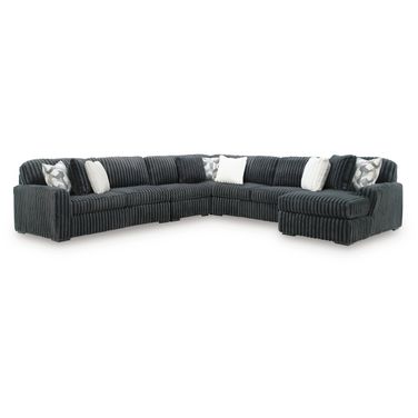 Midnight-Madness 5-Piece Sectional with RAF Chaise In Gunmetal