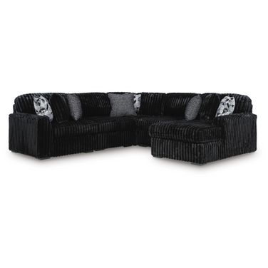 Midnight-Madness 5-Piece Sectional with RAF Chaise In Onyx