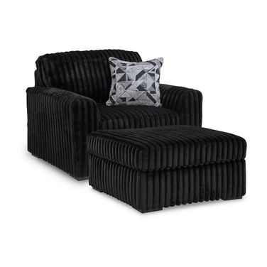 Midnight-Madness Oversized Chair and Ottoman In Onyx
